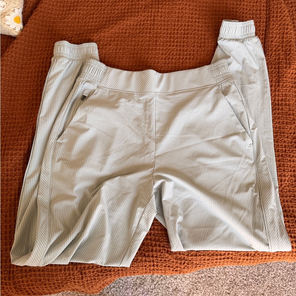 Athleta Light Gray Striped Joggers
